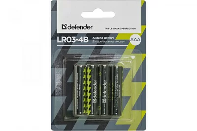 Батарейка алкалиновая Defender LR03-4B AAA, в блистере 4 шт 56002