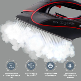 Утюг DOMFY DSC-EI606,  с паровым ударом,  2600Вт,  с автоотключением,  черный и красный