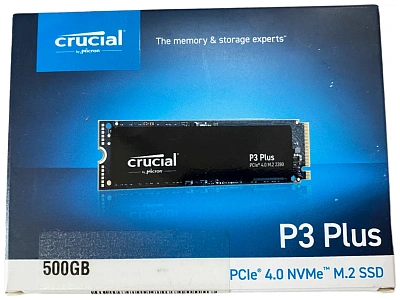 Твердотельный накопитель SSD M.2 2280 M PCI Express 3.0 x4 Crucial 500GB P3 (CT500P3SSD8) 3500/1900 Mbps