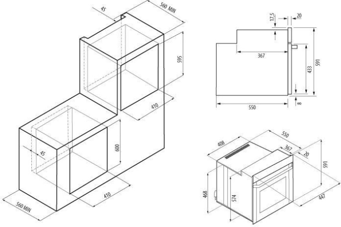 Духовой шкаф Электрический Krona BREVE 45 черный