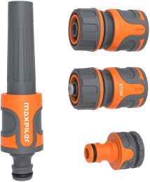 Набор для полива Maxpiler MHS-002 (пистолет-распылитель MWG-004, коннектор 3/4" стандартный MHC-010, коннектор 3/4" с аквастопом MHC-011S, адаптер 3/4" с переходником на 1/2")