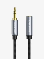 Удлинительный аудиокабель CABLETIME CF11K (CT-AV311-P11F-SG1.8) 1.8 м, AUX стерео 3,5 мм (1/8") штекер-штекер, медный, черный ПВХ нейлоновый