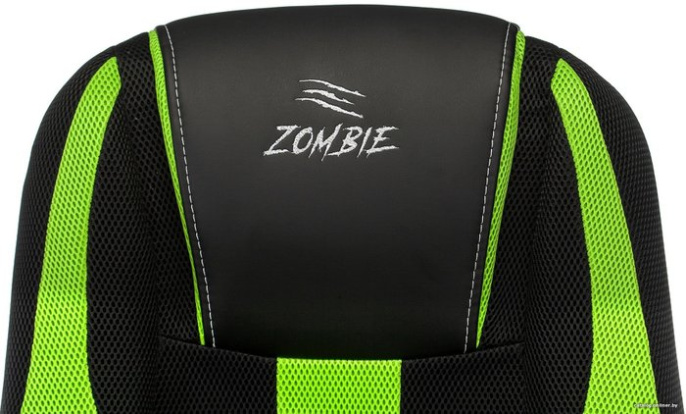 Кресло игровое Zombie 9 черный/салатовый ткань/эко.кожа крестов. пластик