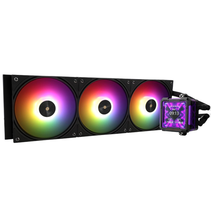 Водяное охлаждение для процессора Water Cooling System Thermalright Frozen Warframe Pro 360 Black Argb 360mm, Black, ARGB/ Fans: 3x120mm, 70.84CFM, 29.8dBA, 2000RPM/ Pump height 60mm, 23dBA, 3000RPM, Rad thickness 27mm/ S: 1200, 1700, 1851, 2011, 2066, (