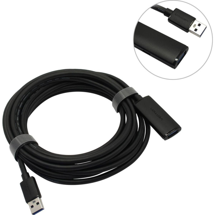 Активный кабель-удлинитель Vention USB 3.0 AM/AF с усилителем - 5м Черный CBMBJ