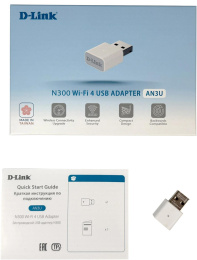 Сетевой адаптер Wi-Fi D-Link AN3U/A1A N300 USB 2.0 ант.внутр. 2ант.
