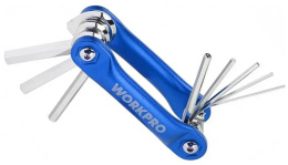 Набор ключей WorkPro WP222024 8 предметов складные, легкая и прочная ручка из алюминиевой конструкции, хромованадиевая сталь, закаленная и отпущенная, 1.5, 2, 2.5, 3, 4, 5, 6, 8 мм
