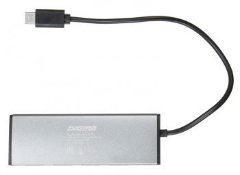 Хаб (разветвитель) Digma HUB-4U2.0-UC-DS, серебристый