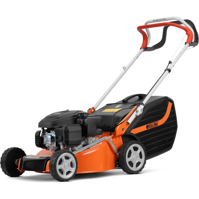 Газонокосилка Oleo-Mac gv 44 tk comfort, двигатель emak k450 ohv (123 cc), самоходная, травосборник 60 л, ширина деки 44 см, ширина кошения 41 см, 24.5 кг 6610-9074E5