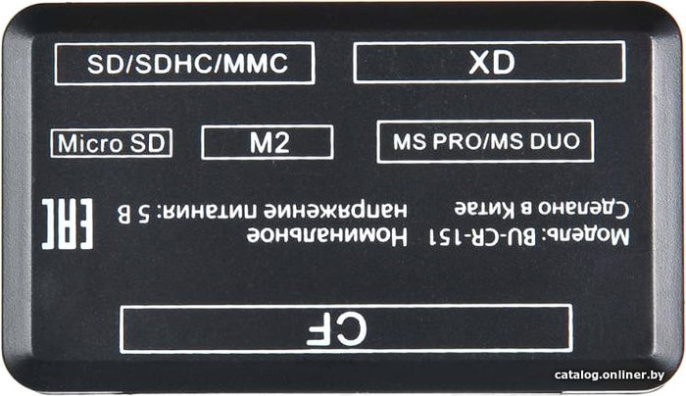 Устройство чтения карт памяти USB2.0 Buro BU-CR-151 черный