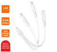 Кабель USB M -LIGHTNING/ MICROUSB 3IN1 WHITE 1M GOPOWER 00-00022794
