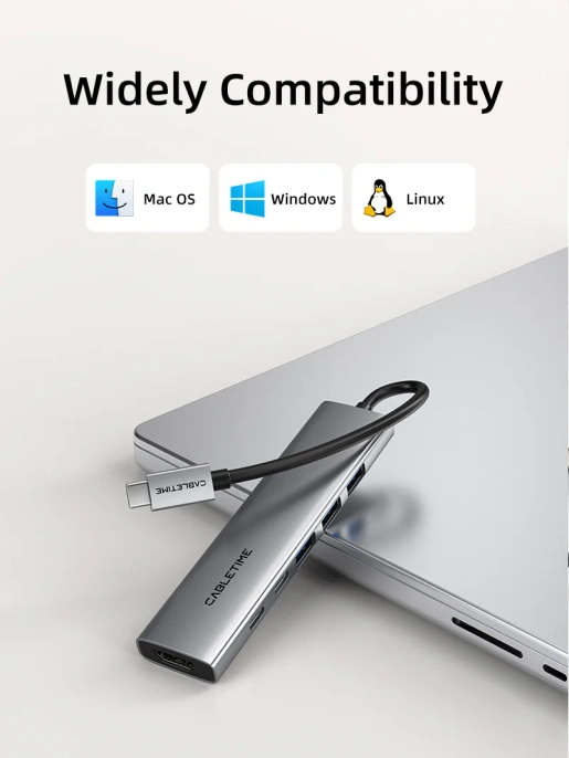 USB концентратор CABLETIME HB01G (CT-HBP1-AG6) 6-в-1 с HDMI, 100W PD для MacBook Pro/Air - Gray