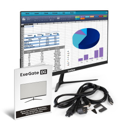 Монитор ExeGate SmartView EP2407TA EX295525RUS (23.8" IPS LED Grade A+, FHD, 1920x1080@75Гц, 16:9, 250cd/m2, 1000:1, 178°/178°, 5ms, D-Sub, HDMI2.0, DisplayPort, audio-out, встроенный БП, FreeSync, Flicker-free, Low Blue Light, кабель