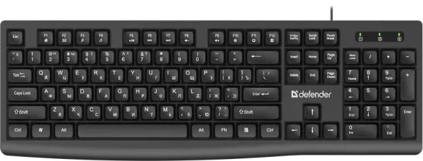 Клавиатура Defender Navigator HB-138 45138 104кл. стандартная для ПК, мембранная, пластик, интерфейс подключения - USB-A, кириллица: да, цвет черный