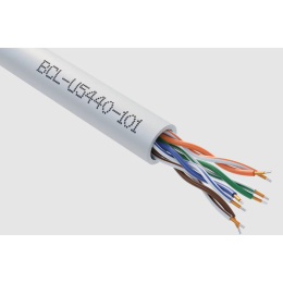 Кабель витая пара Bion BCL-U5440-101 U/UTP, кат.5e, 4x2x0,40мм AWG 26, CCA, одножильный, PVC, для внутренней прокладки, 305м, серый