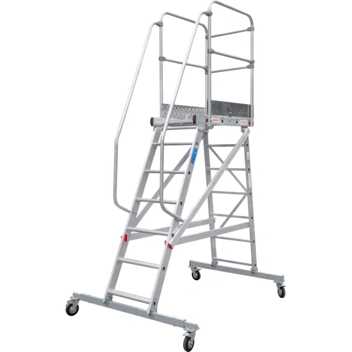 Передвижная односторонняя лестница-подмости с платформой Новая Высота NV 5510, 1x7 ступеней 5510107