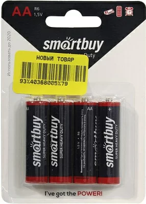 Батарея питания Smartbuy SBBZ-2A04B Size"AA" 1.5V солевый уп. 4 шт