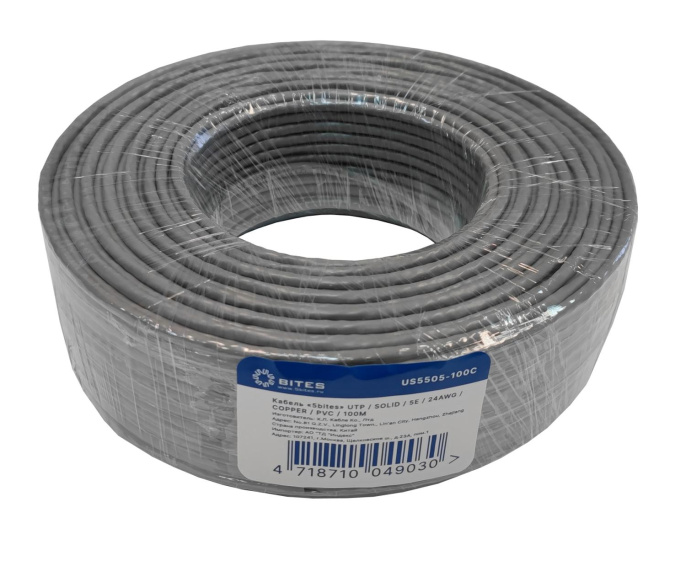 5bites Кабель US5505-100C витая пара UTP / SOLID / 5E / 24AWG / COPPER / PVC / 100M