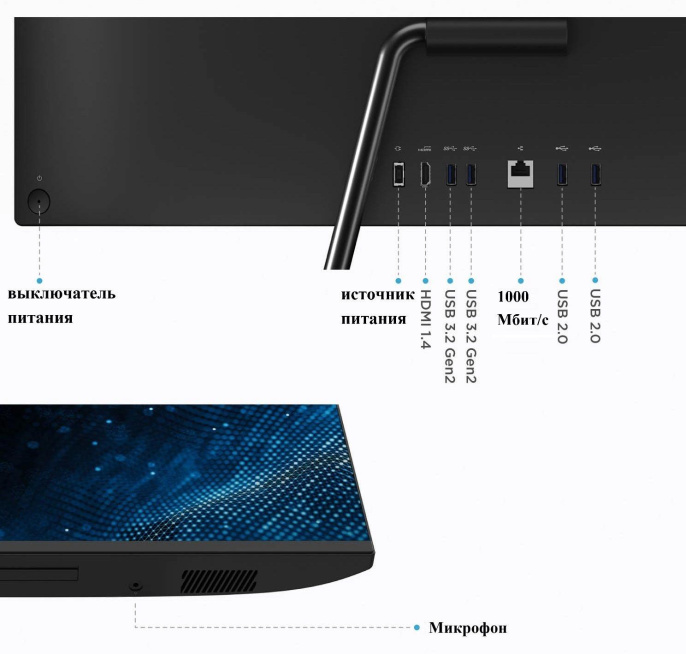 27" Моноблок Lenovo XiaoXin Full HD, Intel Core i5 12450H, 16ГБ DDR4, 512ГБ SSD,  Windows 11 Pro, (для ознакомления) черный