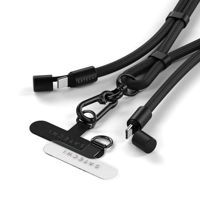 Зарядный кабель - ремень через плечо Satechi OntheGo Crossbody Lanyard Cable 60W. Длина: 1.5м. Цвет: черный (ST-LOTGLK)