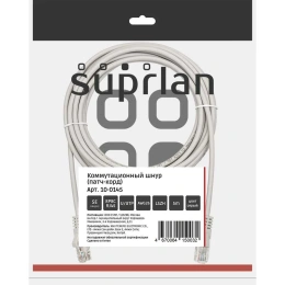 Патч-корд компьютерный U/UTP SUPRLAN Cat.5e 4x2 26AWG /7x0.16mm/ Cu LSZH серый 5м 10-0145