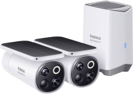 Видеокамера Baseus S0TX002131 Security S1 Pro Dual 3K 2-Cam Kit White S0SU00 станция: встроенная сирена 90 дБ, память 16 ГБ, подключение: Wi-Fi 2.4 ГГц, радиус действия: до 100 м, питание: 12 В, камера: разрешение: 2560x1440 + 2556x1440, поле зрения: 1