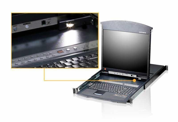 KVM консоль ATEN 16P CAT-5 HIGH DENSITY DUAL RAIL LCD KVM. KL1516AN-AXA-RG