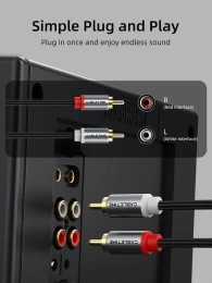 Кабель стерео CABLETIME CF43P (CT-RCA-AG5) 5 м, 2RCA на 2RCA, медный, черный