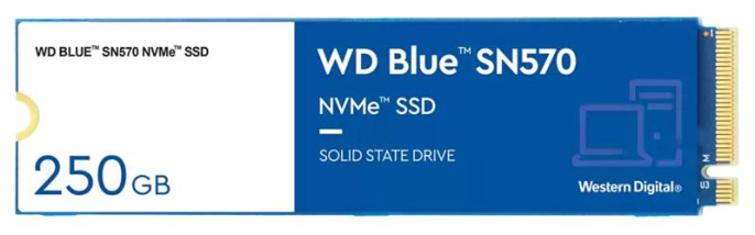 SSD накопитель WD Blue SN570 WDS250G3B0C 250ГБ, M.2 2280, PCIe 3.0 x4,  NVMe,  M.2