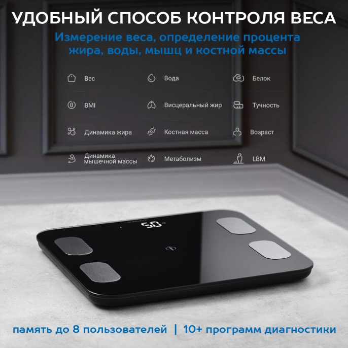 Весы напольные электронные Scarlett SC-BS33ED46 макс.150кг черный