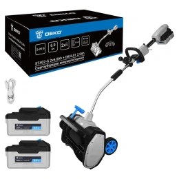 Снегоуборщик аккумуляторный DEKO ST402-6, 2х20В, 2х6.0Ач со съемной фарой DKHL01 2.0Ач 083-4444