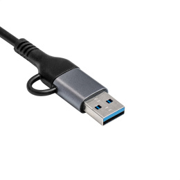 USB-Хаб концентратор 7-в-1 ExeGate DUB-761C3 кабель-адаптер USB Type-A + Type-C -- 6xUSB2.0, 1xUSB3.0, Plug&Play, серебристый EX299790RUS