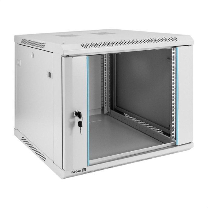 Шкаф телекоммуникационный 19" настенный 9U ExeGate EC-WM-9U.600.G.GREY (19”, 9U, 600x600x500mm (ШхГхВ), передняя дверь закаленное стекло, съемные боковые панели, пыле- и влагозащита IP23, светло-серый RAL 7035) EX298602RUS