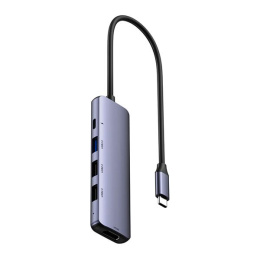 NETAC USB-концентратор Netac Hub WF13, Type-C to USB3.0+USB2.0*2+100W PD+HDMI repl. NT08WF13-30GR WF13GYCN