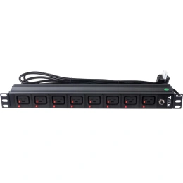 Блок розеток 19 8 шт. C19 с фиксатором вилки, 16A 250V, шнур питания 3,0 м TWT-PDU-16A8C9L-3.0