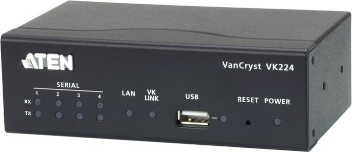 Блок расширения последовательных портов Aten VK224 VK224-AT 4хRS-232/422/485, скорость: 300-115200 бит/с, 8 бит данных по умолчанию , 1 x RJ-45 10/100Base-T