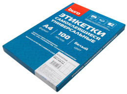 Этикетки Buro A4 105x148мм 4шт на листе/100л./белый матовое самоклей. универсальная