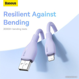 Кабель Baseus P10355700511-00 Pudding Series Fast Charging USB to iP 2.4A 1.2m Nebula Purple передача данных: 480 Мбит/с, поддержка быстрой зарядки