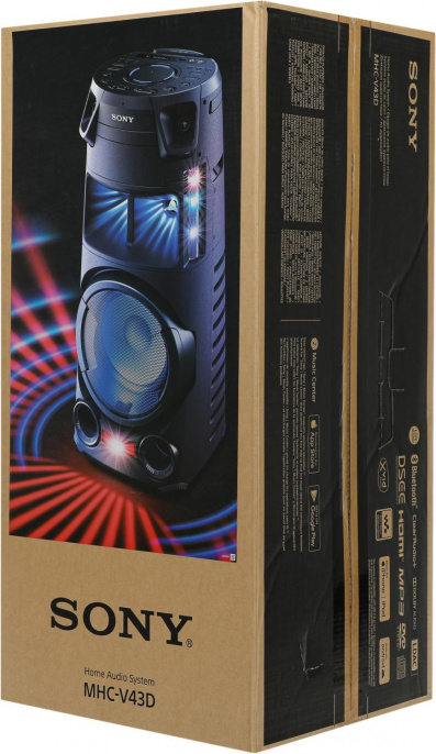 Музыкальный центр Sony MHC-V43D, с караоке, Bluetooth, FM, USB, CD, DVD, черный,