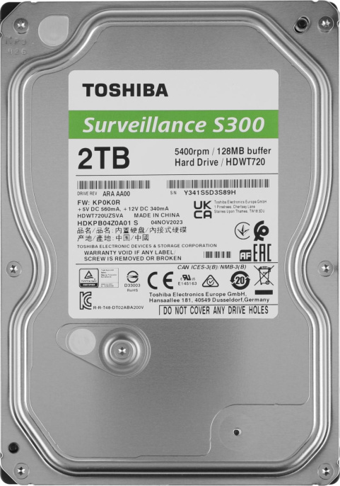 Жесткий диск Toshiba SATA-III 2TB HDWT720UZSVA Surveillance S300 (5400rpm) 128Mb 3.5"