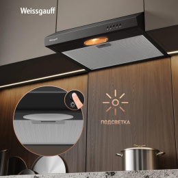 Вытяжка козырьковая Weissgauff Cover 50 черный управление: кнопочное (439258)