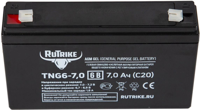 Аккумуляторная батарея RUTRIKE TNG6-7,0 для ИБП,  6В,  7Ач [23981]