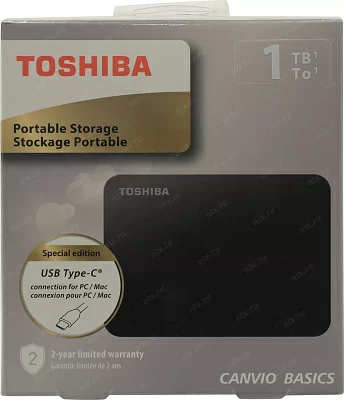 Накопитель Toshiba Canvio Basics HDTB410EKCAA Black USB3.2-C 2.5" HDD 1Tb EXT (RTL)