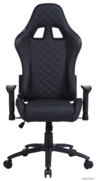 Кресло игровое Cactus CS-CHR-030BL, экокожа, до 120кг, регулируемые 2D подлокотники,  черный