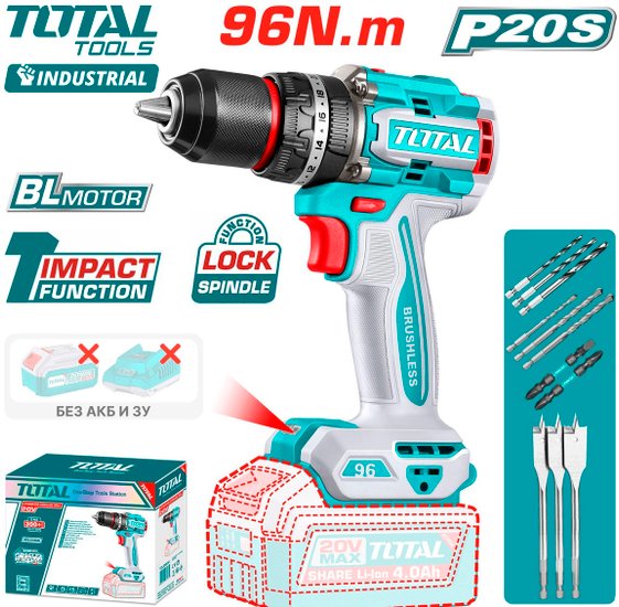 Дрель-шуруповерт ударная TOTAL TIDLI209681