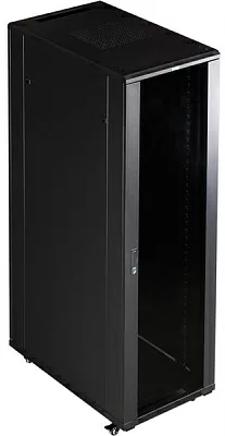 Шкаф 19" Business, 37U 600x800, черный, передняя дверь стекло, задняя дверь распашная металл