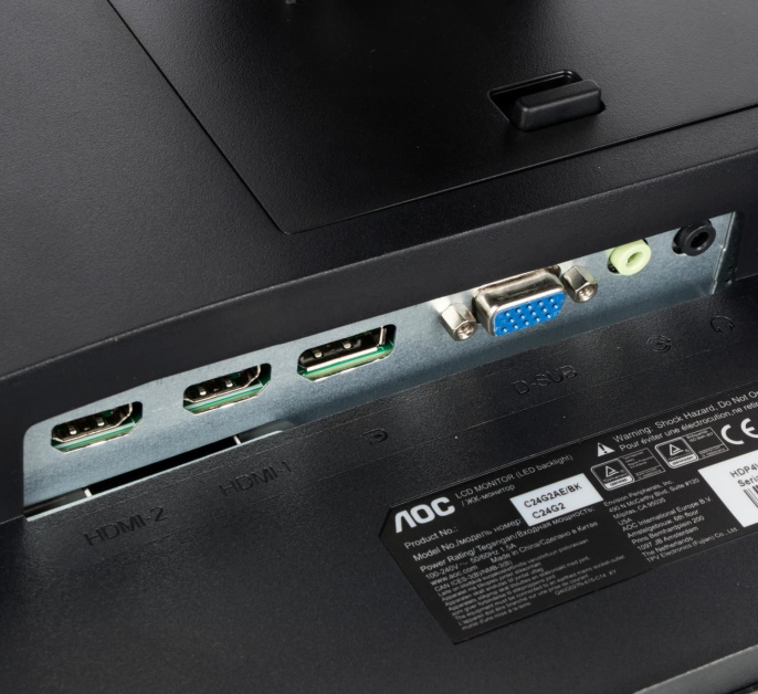 23.6" Монитор AOC Gaming C24G2AE, 1920x1080, VA, 165Гц, 2хHDMI, 1хDP, изогнутый, черный/красный и черный [c24g2ae-bk]