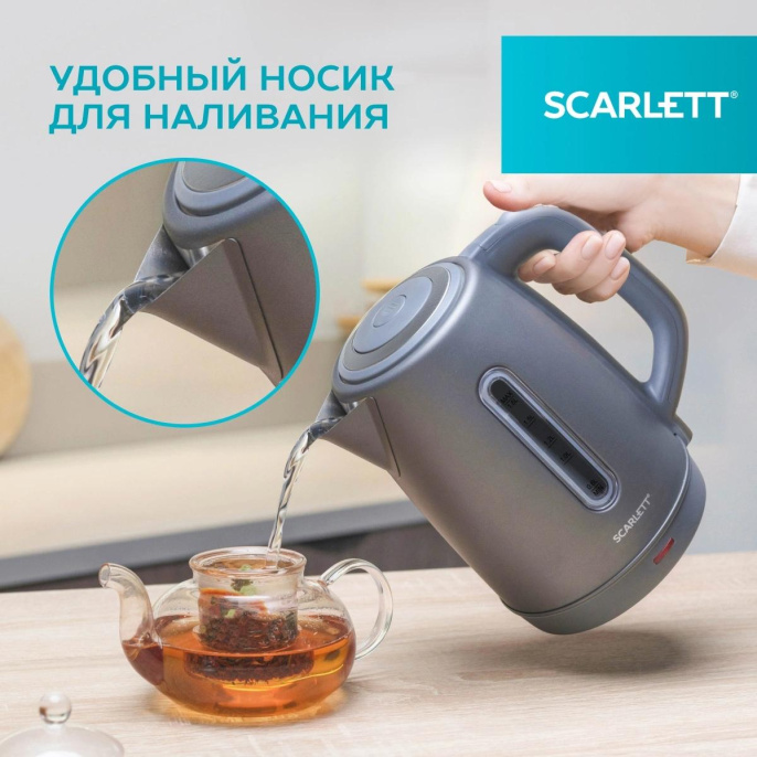 Чайник электрический Scarlett SC-EK21S42, 1.8л, пластик