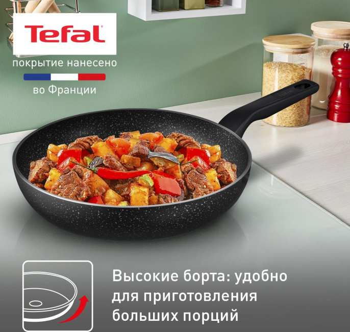 Сковорода Tefal Rock 4235124 круглая 24см покрытие: антипригарное ручка несъемная без крышки черный 9100054293