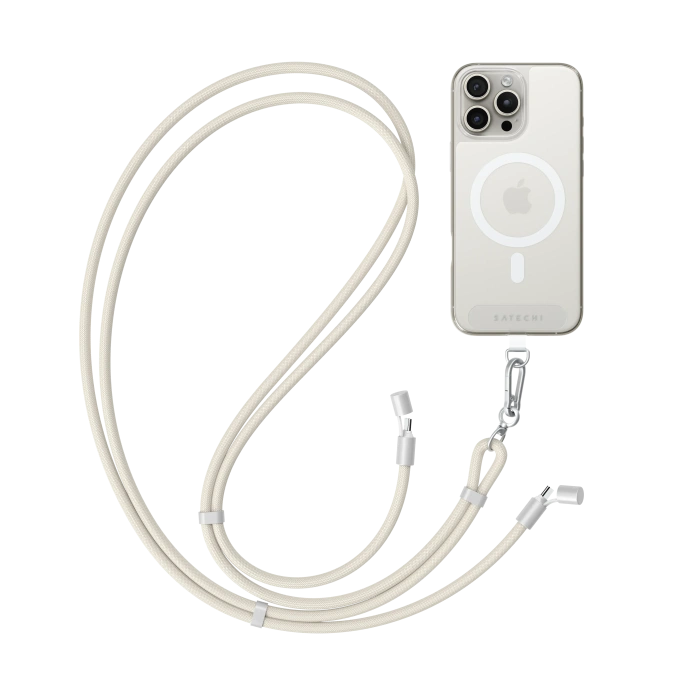 Зарядный кабель - ремень через плечо Satechi OntheGo Crossbody Lanyard Cable 60W. Длина: 1.5м. Цвет: песочный (ST-LOTGLW)